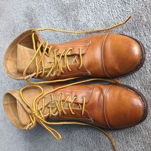 Frye Brown Leather Boots with Tan Accents